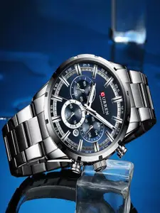 Curren Men Brass Dial & Stainless Steel Wrap Around Straps Watch CR-8355-SlrBluChph
