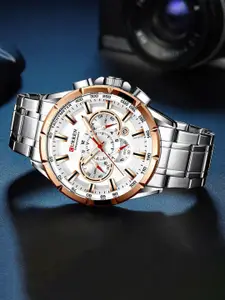 Curren Men Brass Dial & Stainless Steel Chronograph Analogue Watch  CR-8363