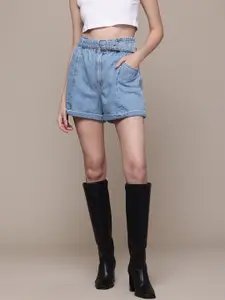 MANGO Women High-Rise Denim Shorts with Belt