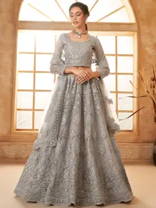 ALIZEH Grey Partywear Lehenga Choli With Dupatta