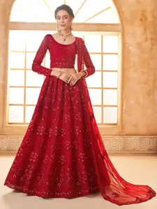 ALIZEH Deep Red Wedding Lehenga Choli With Dupatta