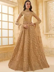 ALIZEH Golden Designer Embroidered Lehenga Choli With Dupatta