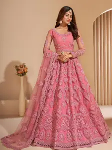 ALIZEH Gajri Pink Embroidered Lehenga Choli With Dupatta