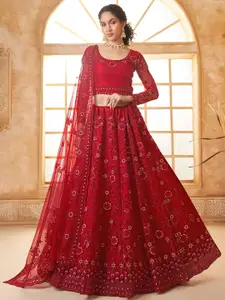 ALIZEH Red Embroidered Lehenga Choli With Dupatta