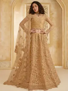 ALIZEH Golden Designer Embroidered Lehenga Choli With Dupatta
