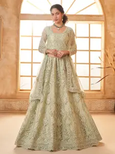 ALIZEH Mint Green Embroidered Lehenga Choli With Dupatta