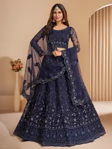 ALIZEH Dark Blue Semi Stitched Party Wear Lehenga Choli With Dupatta