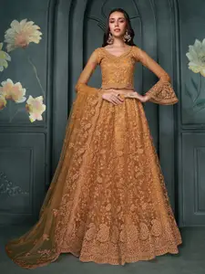 ALIZEH Rust Orange Partywear Lehenga Choli With Dupatta