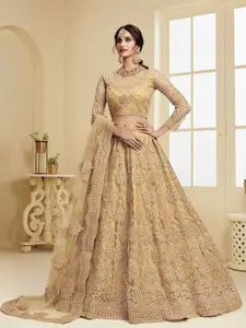 ALIZEH Gold Semi Stitched Partywear lehenga Choli With Dupatta