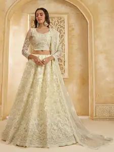 ALIZEH Ivory Heavy Embroidered Lehenga Choli With Dupatta