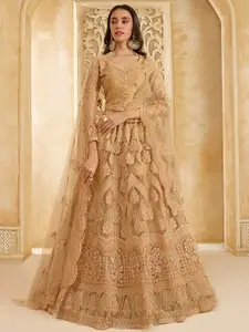 ALIZEH Golden Embroidered Lehenga Choli With Dupatta