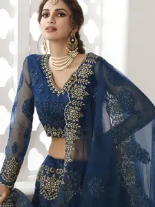 ALIZEH Blue Semi Stitched Embroidered Lehenga Choli With Dupatta