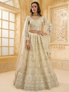 ALIZEH Ivory Designer Embroidered Lehenga Choli With Dupatta