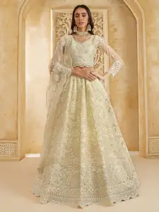 ALIZEH Ivory Embroidered Lehenga Choli With Dupatta