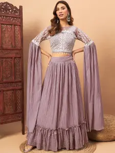 Chhabra 555 Embellished Lehenga With Choli & Long Sleeve Cape
