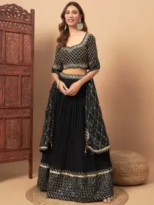 Chhabra 555 Mirror Embellished Flared  Lehenga With Choli & Dupatta