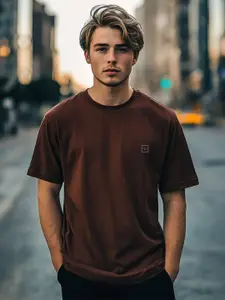 Urbano Fashion Men Solid Round Neck Cotton Oversized T-shirt