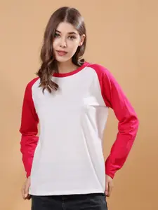 London Hills Women Colourblocked Round Neck Cotton T-shirt