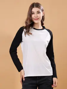 London Hills Women Colourblocked Round Neck Cotton T-shirt