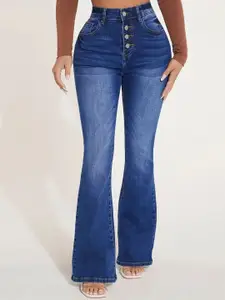 The Roadster Lifestyle Co. Women Cotton Wide Leg Mid-Rise Jeans