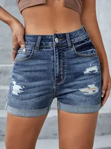 The Roadster Lifestyle Co. Women Slim Fit Cotton Denim Shorts