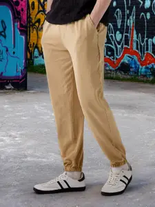 Bewakoof AIR Men Ginger Root Brown Oversized Acid Wash Joggers