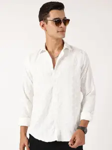 Thomas Scott Men Premium Fit Spread Collar Textured Casual Shirt