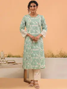 ARAVALII Women Floral Printed Thread Work Kurta