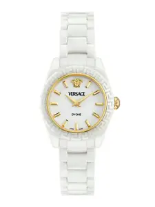 Versace Women Embellished Dial & Ceramic Bracelet Style Straps Analogue Watch VE9F00224