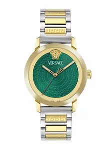 Versace Men Printed Oval Dial & Stainless Steel Straps Analogue Watch VE9G00324
