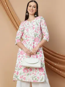 Melange by Lifestyle Women Floral Printed Flared Sleeves Sequinned Kurta