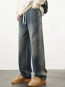 StyleCast Men Straight-Fit Elasticated Mid-Rise Jeans