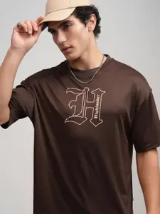 HIGHLANDER Men Printed Round Neck Drop-Shoulder Oversized T-Shirt