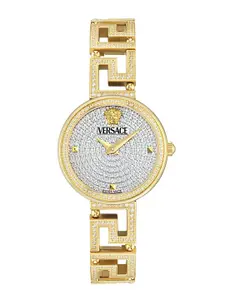 Versace Women Embellished Stainless Steel Bracelet Style Straps Analogue Watch VE7A00524