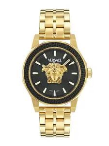 Versace Men Embellished Round Dial Bracelet Style Straps Analogue Watch VE9I00424