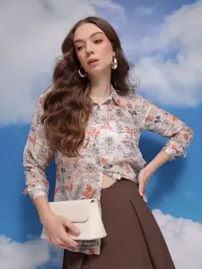CORSICA Floral Semi Sheer Printed Casual Shirt