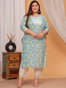 LABULY Women Floral Printed Gotta Patti Kurta