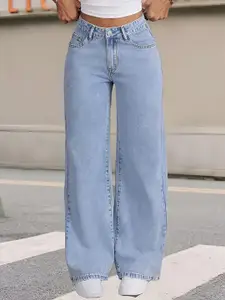 THIRD QUADRANT Women Cotton Straight Fit High-Rise Jeans