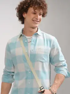 HIGHLANDER Men Spread Collar Buffalo Checked Cotton Casual Shirt