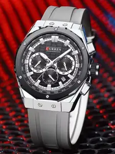 Curren Men Round Embellished Dial & Wrap Around Straps Analogue Watch CR-8464-Grey