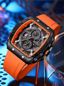 Curren Men Brass Embellished Dial & Wrap Around Straps Analogue Watch CR-8442-Orange