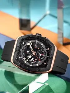 Curren Men Skeleton Brass Dial & Wrap Around Straps Analogue Watch CR-8443-Black RG