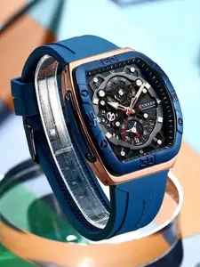 Curren Men Brass Printed Dial & Wrap Around Straps Analogue Watch CR-8443-Blue RG