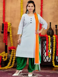 Aarika Girls Floral Printed Thread Work Kurta