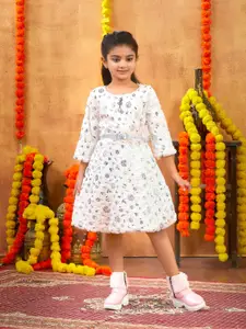 Aarika Girls Printed Woollen A-Line Dress