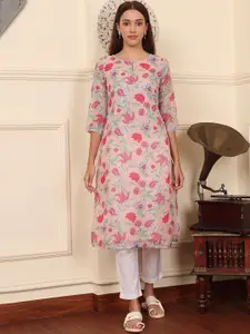 W Women Floral Printed Thread Work Kurta