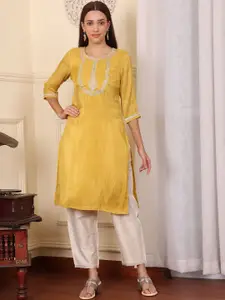 W Women Embroidered Flared Sleeves Thread Work Kurta