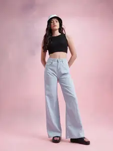 DressBerry Women Mid-Rise Wide Leg Stretchable Jeans