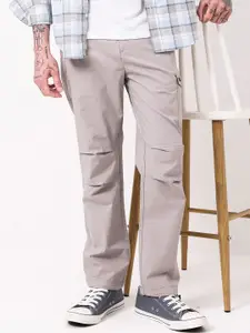 British Club Men Cotton Smart Straight Fit Low-Rise Cargos Trousers