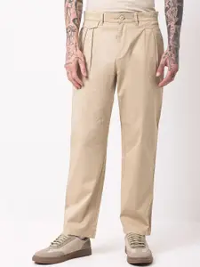 British Club Men Classic Straight Fit Mid-Rise Pleated Cotton Chinos Trouser